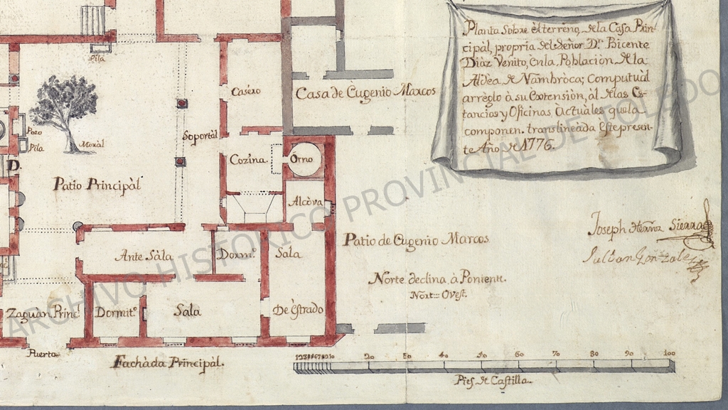 Detalle del plano de la casa de Vicente Díaz Benito en Nambroca