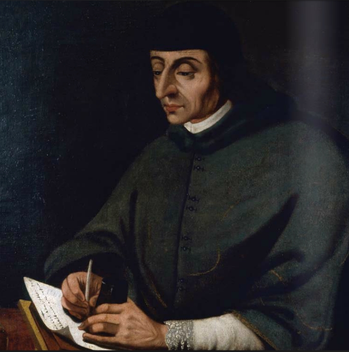 Pintura representando a un hombre escribiendo.